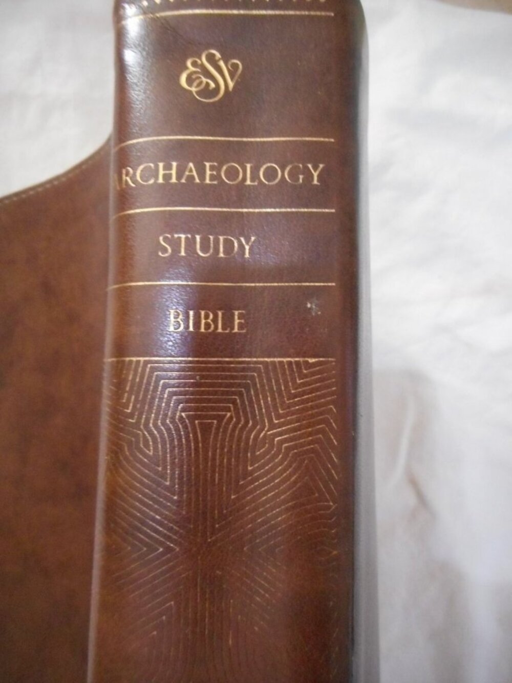 EUC ESV Archeology Study Bible Crossway leather like stitched cover 2017